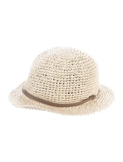 Pre-owned Peserico Textured Short Brim Sun Hat W/tags In Neutrals