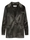 Peserico Ribbed Texture Jacket Front Pockets In Gray
