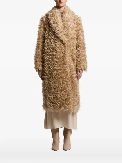 Peserico Textured Single-breasted Coat In Brown