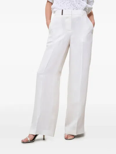 Peserico Textured Straight-pockets Trousers In White