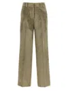 Peserico Wide Leg Corduroy Trousers With Belt Loops In Green