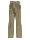 Peserico Wide Leg Corduroy Trousers With Belt Loops In Green