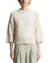 Peserico Textured Three Quarter Sleeve Sweater In Neutral