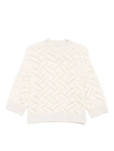 PESERICO TEXTURED WHITE ALPACA BLEND SWEATER
