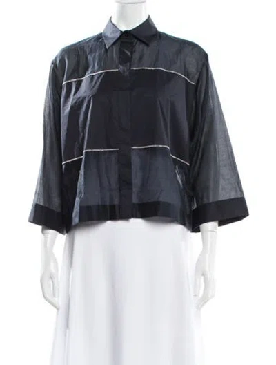 Pre-owned Peserico Three-quarter Sleeve Blouse In Gray