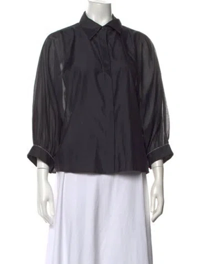 Pre-owned Peserico Three-quarter Sleeve Blouse In Grey