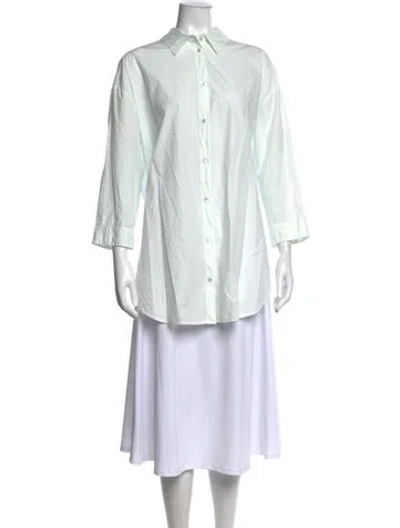 Pre-owned Peserico Three-quarter Sleeve Button-up Top In Green