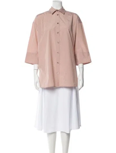 Pre-owned Peserico Three-quarter Sleeve Button-up Top In Pink