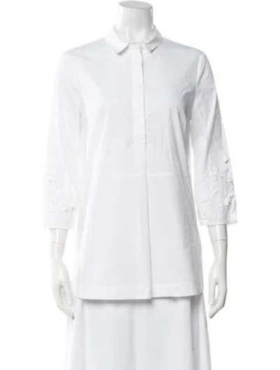 Pre-owned Peserico Three-quarter Sleeve Top In White