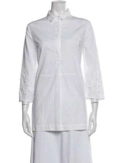 Pre-owned Peserico Three-quarter Sleeve Top In White