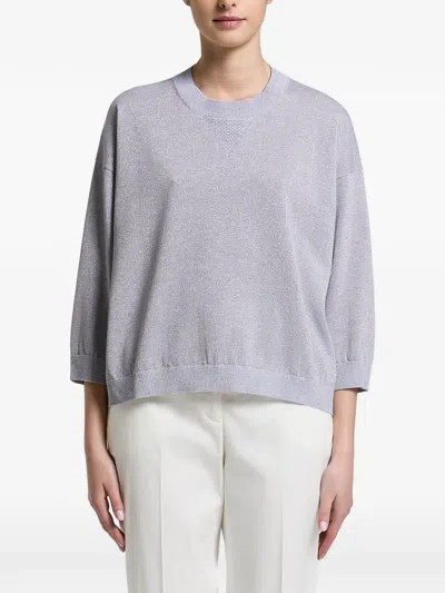 Peserico Three-quarter-sleeve Sweater In Gray