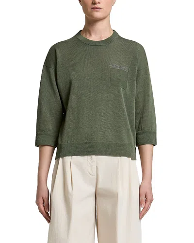 Peserico Three-quarter-sleeve Sweater In Green