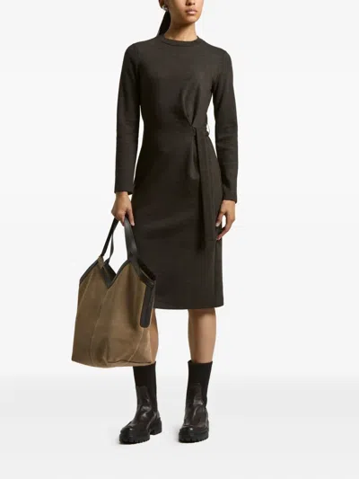 Peserico Tie-detail Knit Midi Dress In Green