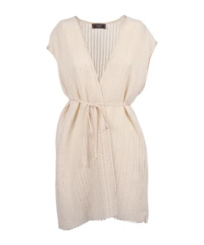 Peserico Tie Fastened V-neck Vest In Neutral