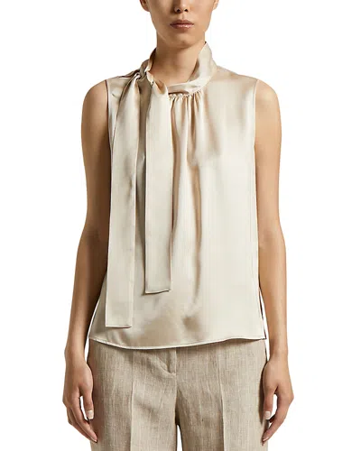 Peserico Tie Neck Sleeveless Camisole In Amber Beige