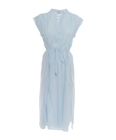 Peserico Tie-up Mini Dress In Blue