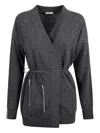 Peserico Strappy Knitted Cardigan In Gray