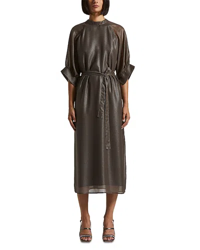 Peserico Tie Waist Midi Dress In Ebony