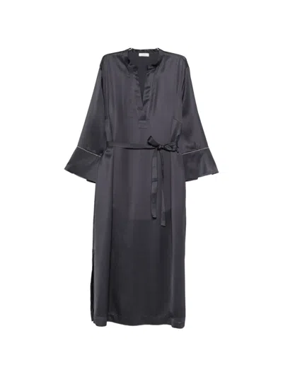 Peserico Tie-waist V-neck Midi Dress In Black