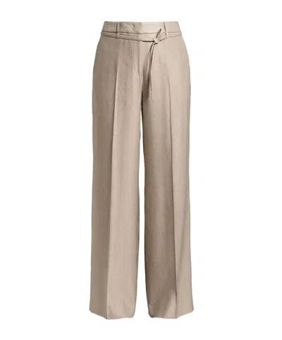 Peserico Tie-belt Wide-leg Pants In Neutral