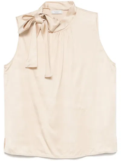 Peserico Tied-neck Blouse In Neutrals