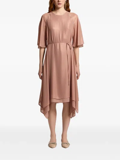 Peserico Tie-detail Midi Dress In Pink