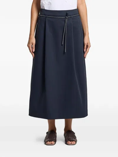 Peserico Tie-detail Midi Skirt In Blue