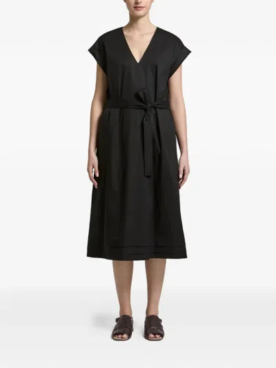 Peserico Tied-waist V-neck Midi Dress In Black