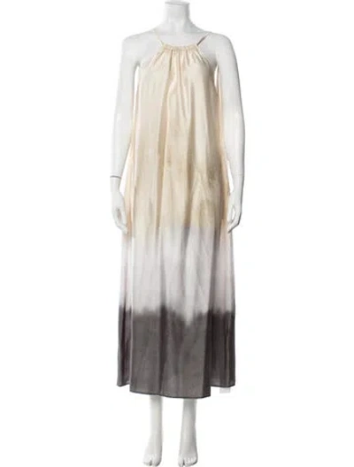 Pre-owned Peserico Tie-dye Print Long Dress In Neutral