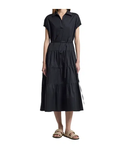 Peserico Tiered Belted Midi Dress In Black