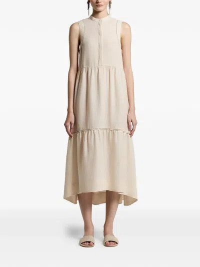 Peserico Tiered Sleeveless Asymmetric Dress In Gray