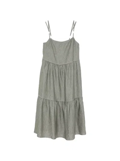 Peserico Tiered Sleeveless Midi Dress In Gray