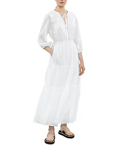 Peserico Tiered Tie Neck Maxi Dress In Optical White