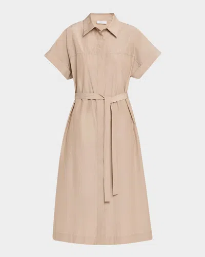 Peserico Tie-waist Midi Shirtdress In Neutral