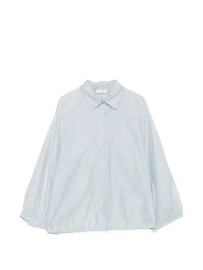 Peserico Toggle-detail Cotton-silk Shirt In Blue