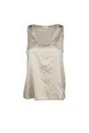 Peserico Sleeveless Relaxed Fit Lightweight Scoop Neck Top In Brown