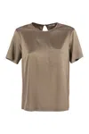 Peserico Silk Satin T-shirt In Brown