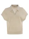 Peserico Tricot Polo Shirt In Pure Cotton Crepe Yarn