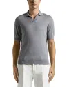 Peserico Polo Shirt In Linen And Cotton Yarn In Lunar Gray