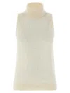 Peserico Turtleneck Sleeveless Knitted Vest In Neutral