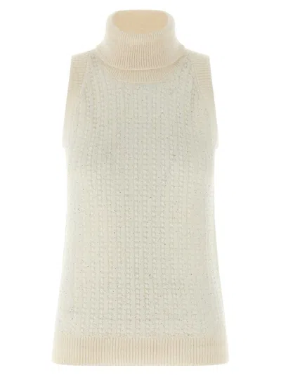 Peserico Turtleneck Sleeveless Knitted Vest In White