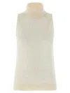 Peserico Turtleneck Sleeveless Knitted Vest In White