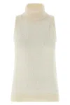 Peserico Turtleneck Sleeveless Knitted Vest In Neutral