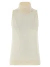 Peserico Turtleneck Sleeveless Knit Sweater Design In Neutral