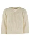 Peserico Tricot Sweater With Micro Sequins And V-neckline In Multi