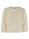 Peserico Women Tricot Sweater With Micropaillettes In White