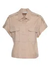 Peserico Trimmed-pocket Shirt In Neutral