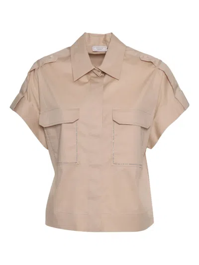 Peserico Trimmed-pocket Shirt In Neutral