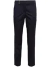 Peserico Tailored Navy Blue Trousers With Embossed Finish In Blue