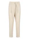 Peserico Beige Linen And Wool Pants In Neutral